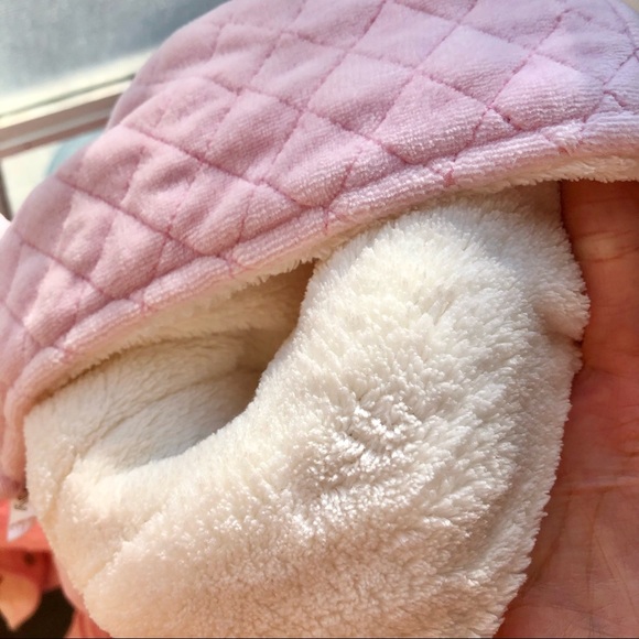NORDSTROM BABY⚡️Super Cozy Pink Quilt Baby Girl Hooded Footies_Sz Newborn - Picture 5 of 7